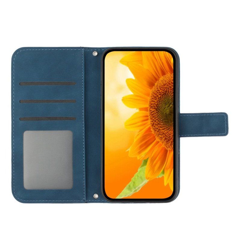 Etui Folio do Samsung Galaxy S23 5G Słonecznikowy Pasek Na Ramię