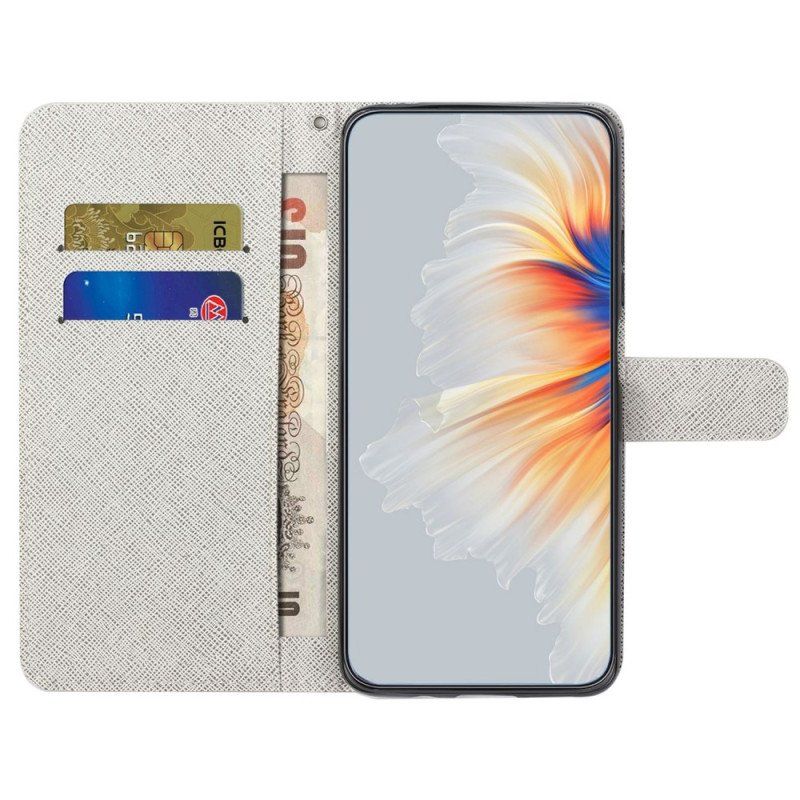 Etui Folio do Samsung Galaxy S23 5G z Łańcuch Diamentowe Motyle Na Ramiączkach