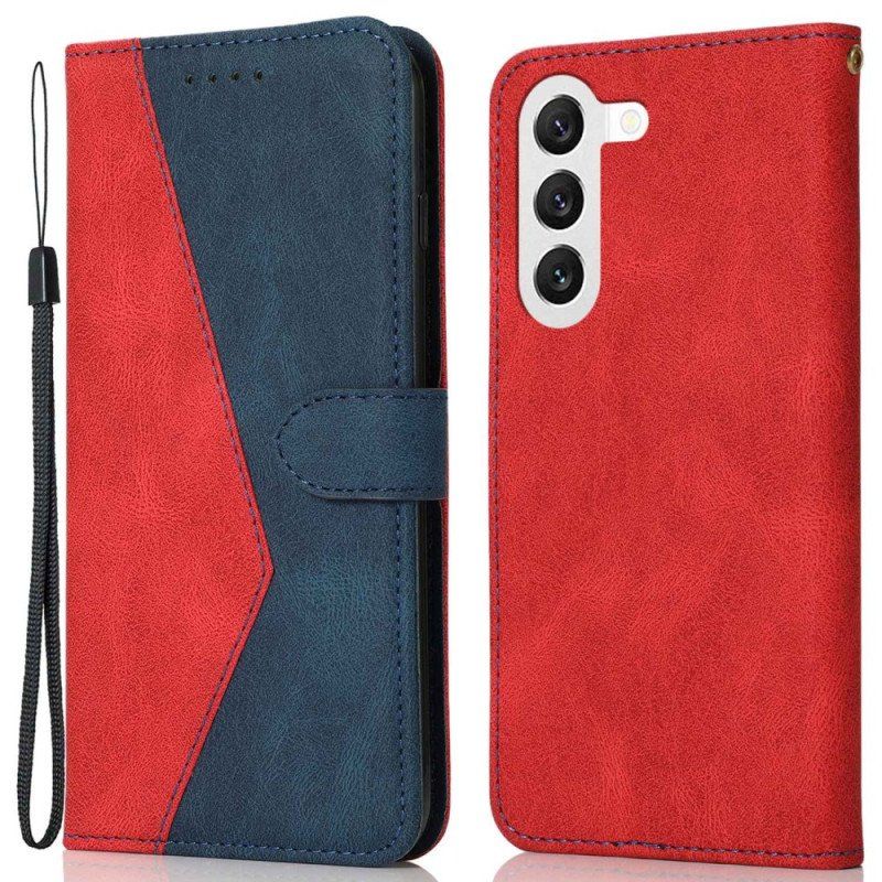 Etui Folio do Samsung Galaxy S23 5G z Łańcuch Dwukolorowy Pasek