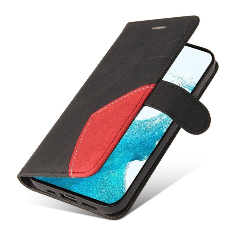 Etui Folio do Samsung Galaxy S23 5G z Łańcuch Dwukolorowy Pasek