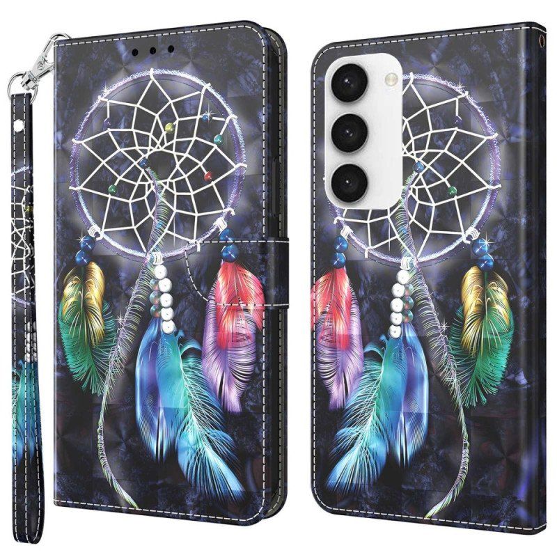 Etui Folio do Samsung Galaxy S23 5G z Łańcuch Łapacz Snów Na Pasku