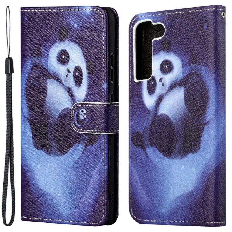 Etui Folio do Samsung Galaxy S23 5G z Łańcuch Paskowata Panda