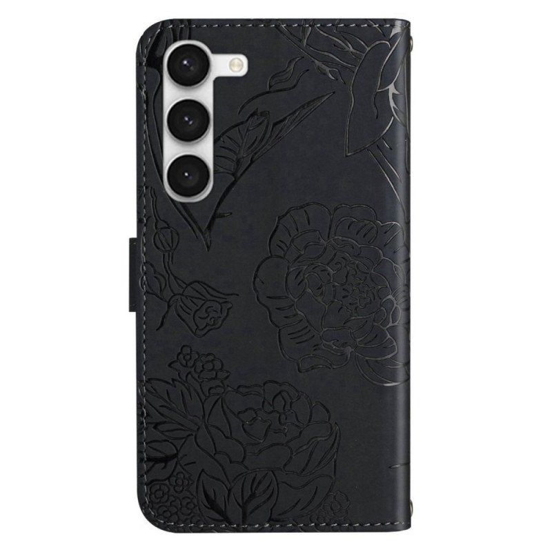 Etui Folio do Samsung Galaxy S23 Plus 5G Motyl Ze Smyczą