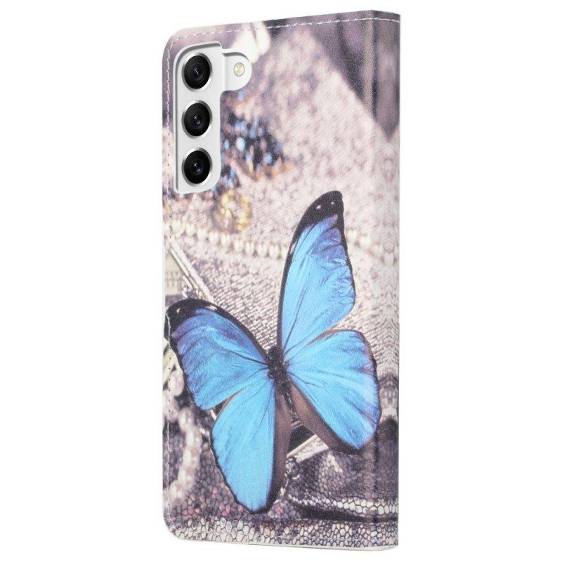 Etui Folio do Samsung Galaxy S23 Plus 5G Niebieski Motyl