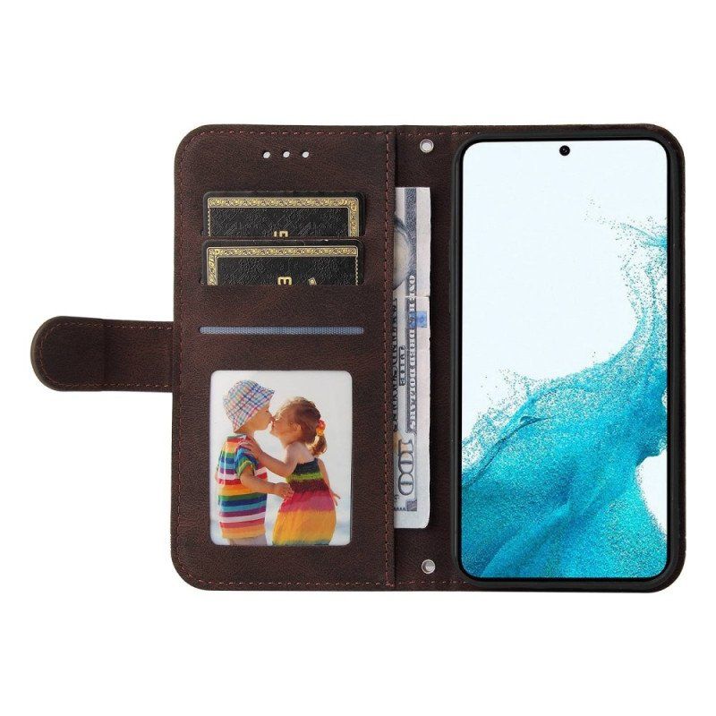 Etui Folio do Samsung Galaxy S23 Plus 5G Skórzany Styl Z Ozdobnym Nitem