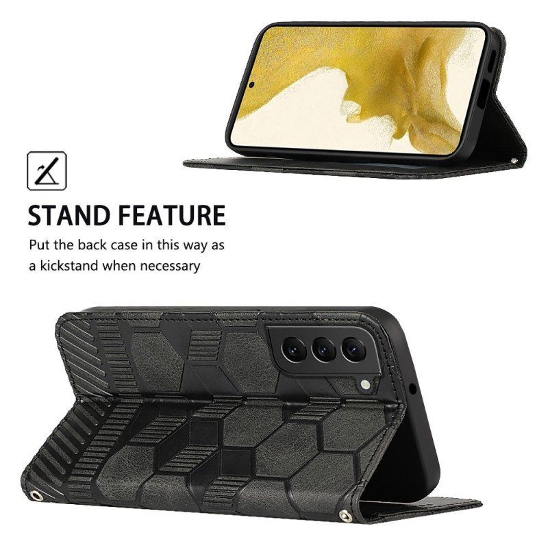 Etui Folio do Samsung Galaxy S23 Plus 5G z Łańcuch Futbolowy Styl Z Paskami