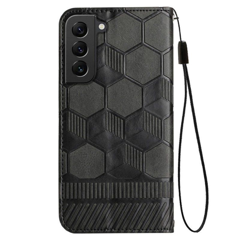 Etui Folio do Samsung Galaxy S23 Plus 5G z Łańcuch Futbolowy Styl Z Paskami