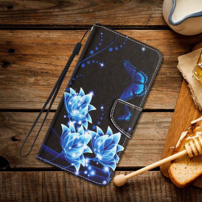 Etui Folio do Samsung Galaxy S23 Plus 5G z Łańcuch Motyle Na Pasku