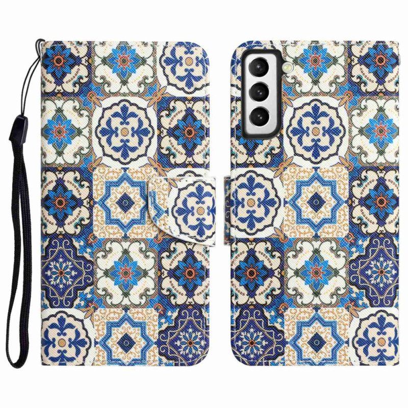 Etui Folio do Samsung Galaxy S23 Plus 5G z Łańcuch Pasiasty Patchwork