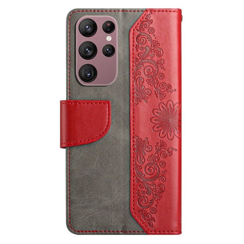 Etui Folio do Samsung Galaxy S23 Ultra 5G Dwukolorowy Barokowy Motyl