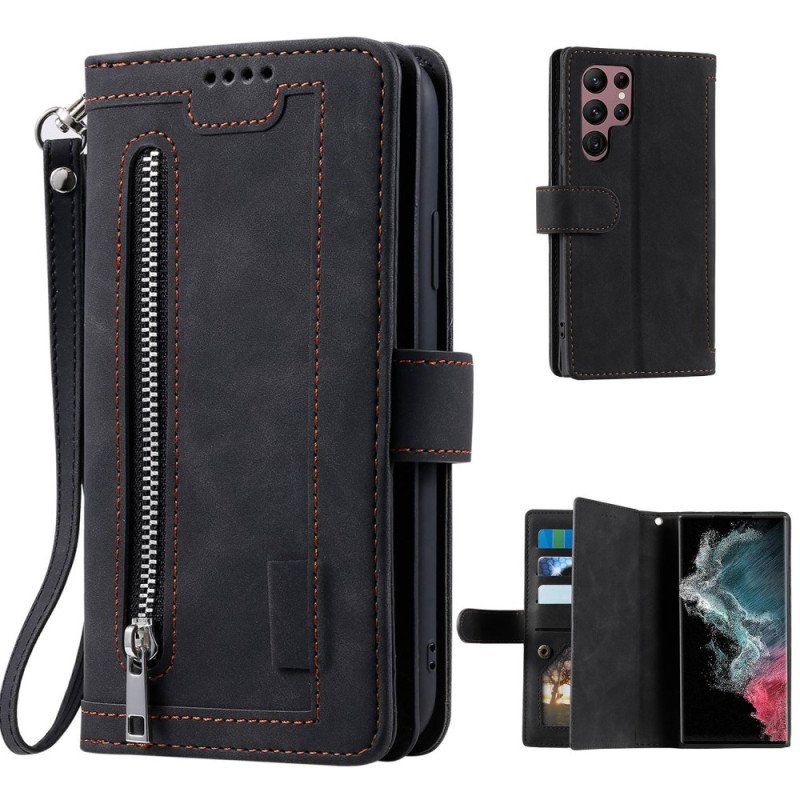 Etui Folio do Samsung Galaxy S23 Ultra 5G Portfel Portfel I Smycz