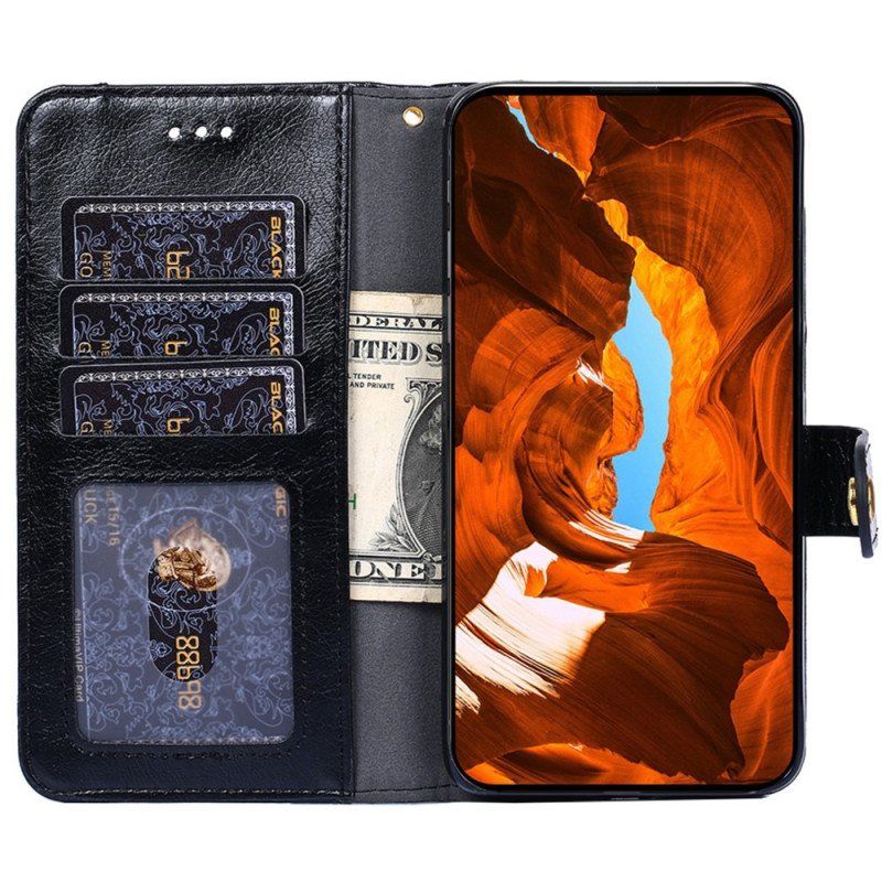 Etui Folio do Samsung Galaxy S23 Ultra 5G Przednia Portmonetka I Smycz