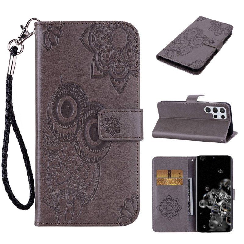 Etui Folio do Samsung Galaxy S23 Ultra 5G Sowa Mandala I Smycz