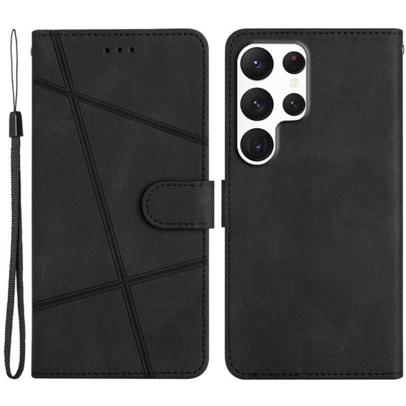 Etui Folio do Samsung Galaxy S23 Ultra 5G z Łańcuch Linie Smyczy