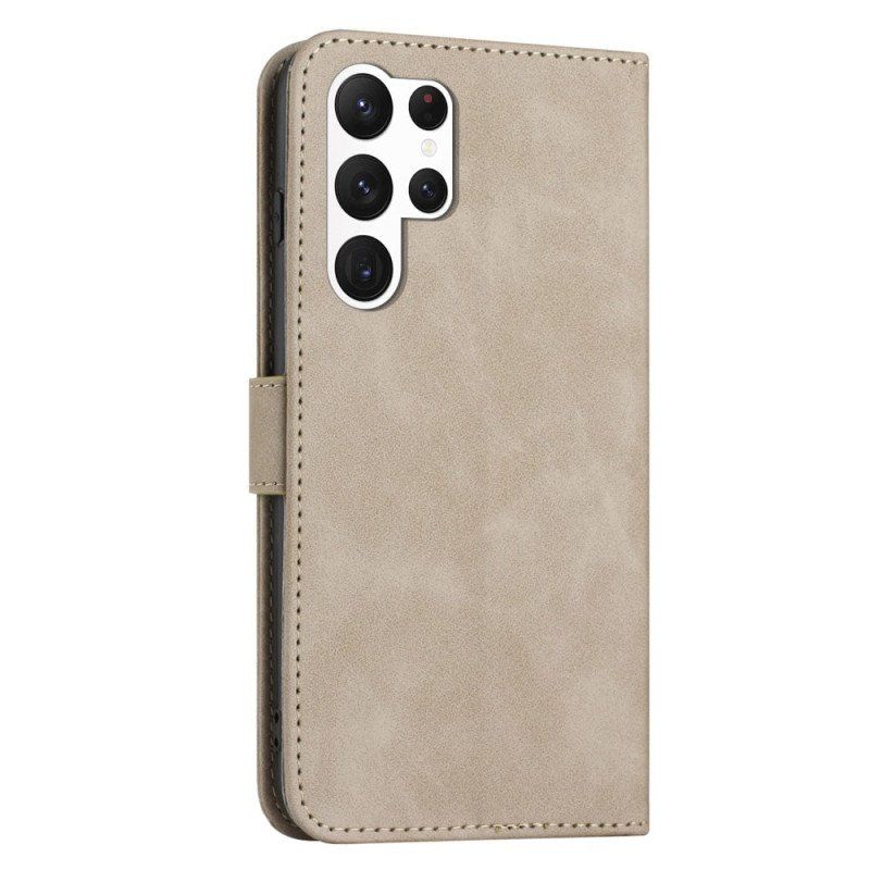 Etui Folio do Samsung Galaxy S23 Ultra 5G z Łańcuch Pasek W Stylu Vintage