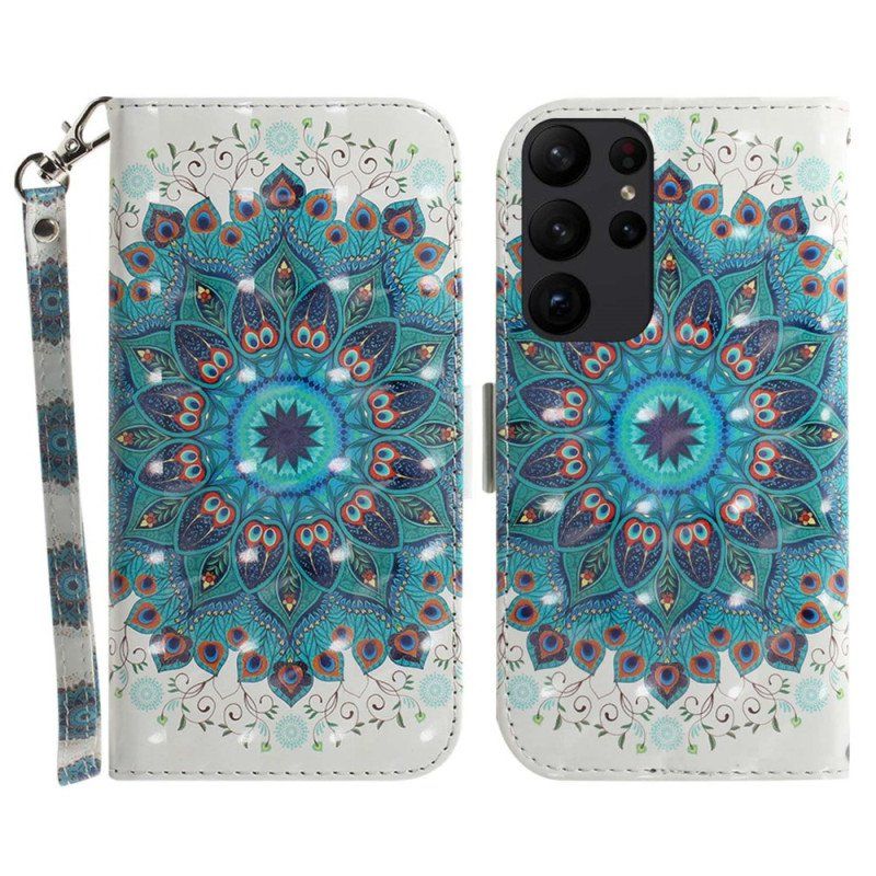 Etui Folio do Samsung Galaxy S23 Ultra 5G z Łańcuch Paskowata Mandala