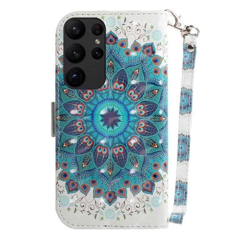 Etui Folio do Samsung Galaxy S23 Ultra 5G z Łańcuch Paskowata Mandala