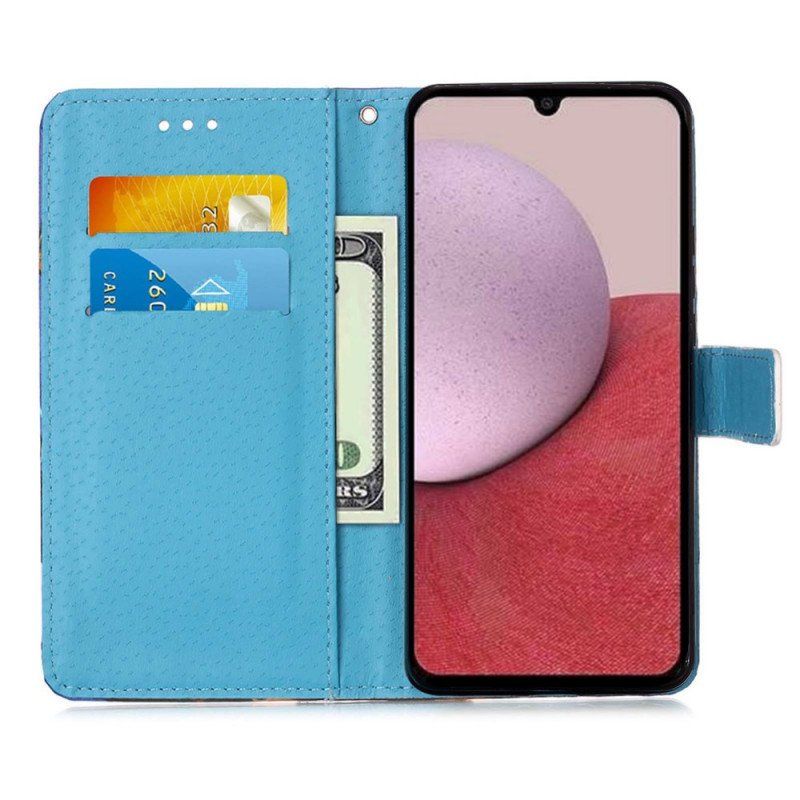 Etui Folio do Samsung Galaxy S23 Ultra 5G z Łańcuch Stringi Motyle