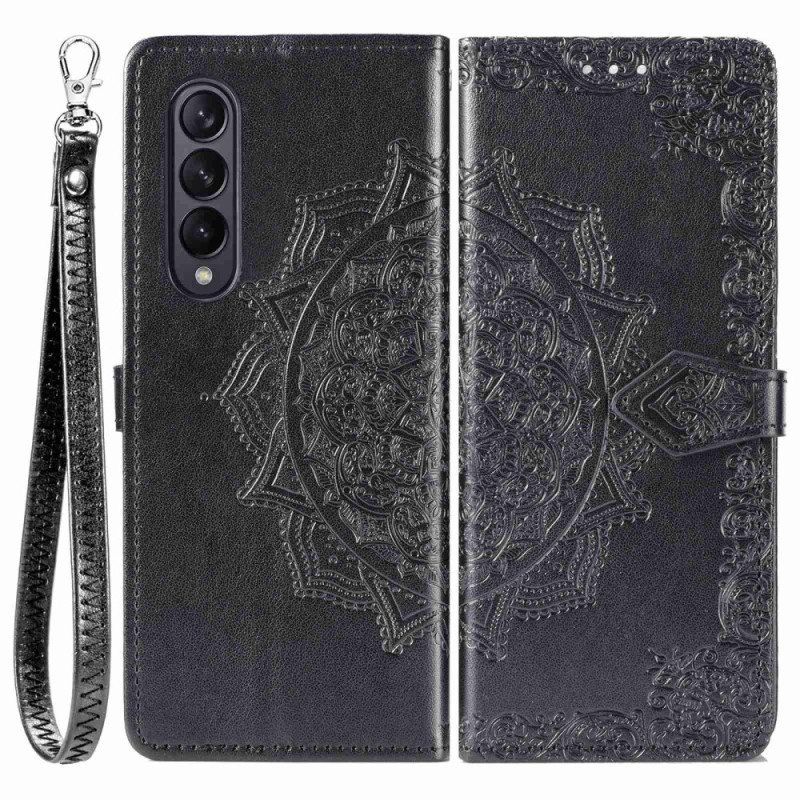 Etui Folio do Samsung Galaxy Z Fold 4 z Łańcuch Średniowieczna Mandala Z Paskami