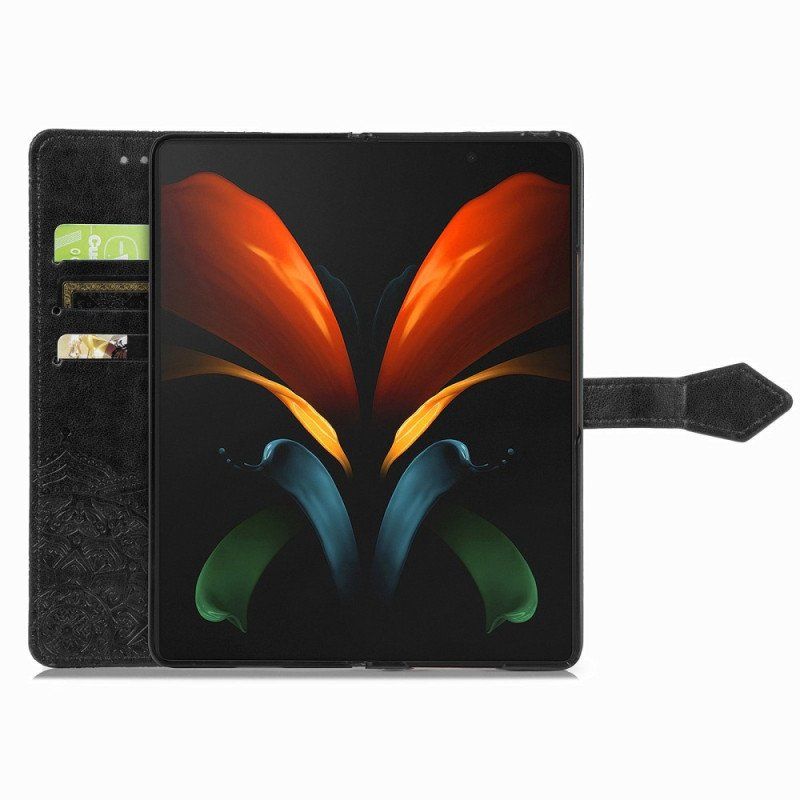 Etui Folio do Samsung Galaxy Z Fold 4 z Łańcuch Średniowieczna Mandala Z Paskami