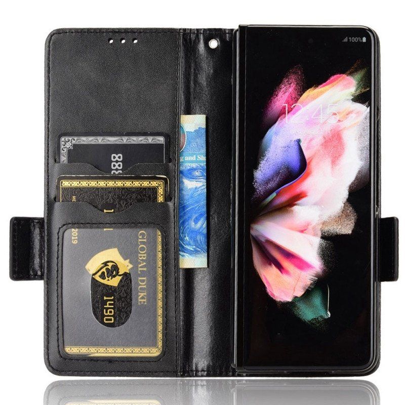 Etui Folio do Samsung Galaxy Z Fold 4 Wzór Perforowane Trójkąty Smycz