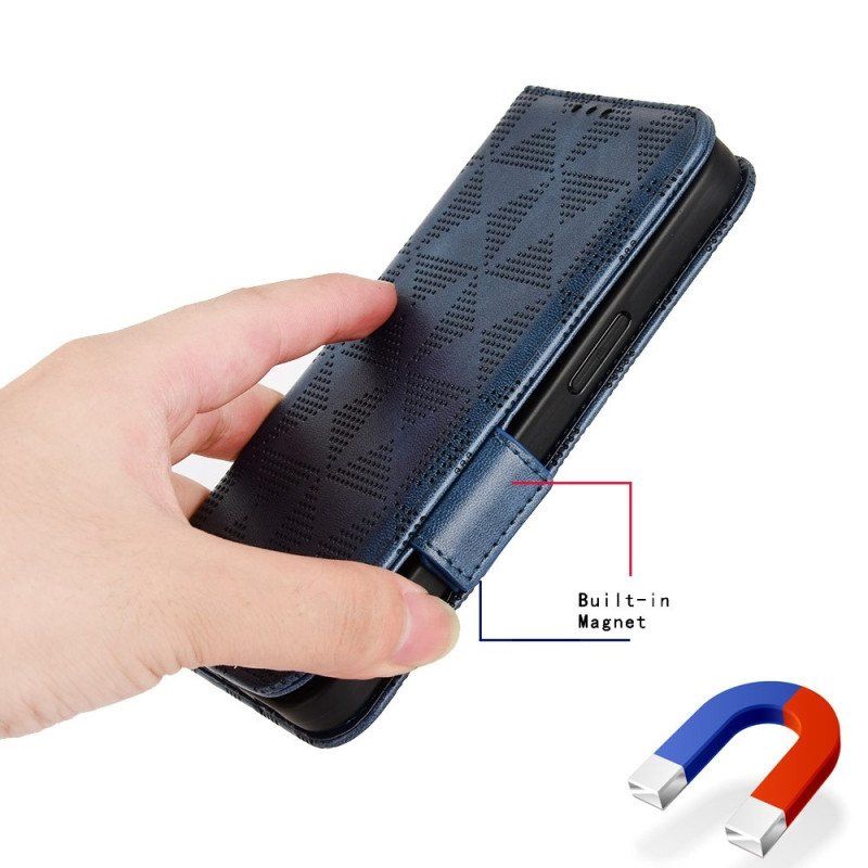 Etui Folio do Samsung Galaxy Z Fold 4 Wzór Perforowane Trójkąty Smycz