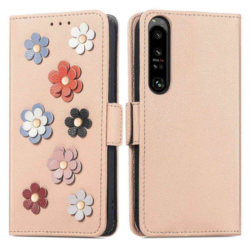 Etui Folio do Sony Xperia 1 IV Dekoracyjne Kwiaty