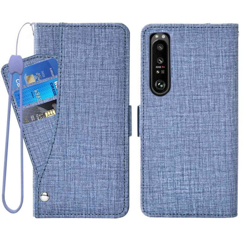 Etui Folio do Sony Xperia 1 IV Dżinsy Z Obrotowym Uchwytem Na Karty