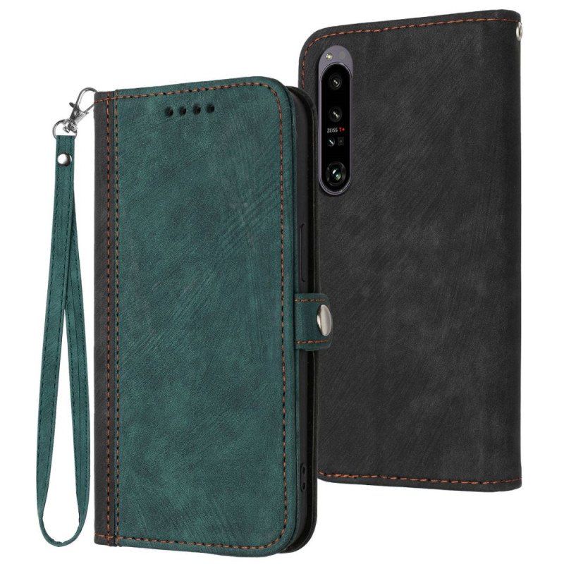 Etui Folio do Sony Xperia 1 IV Dwukolorowy Z Paskiem