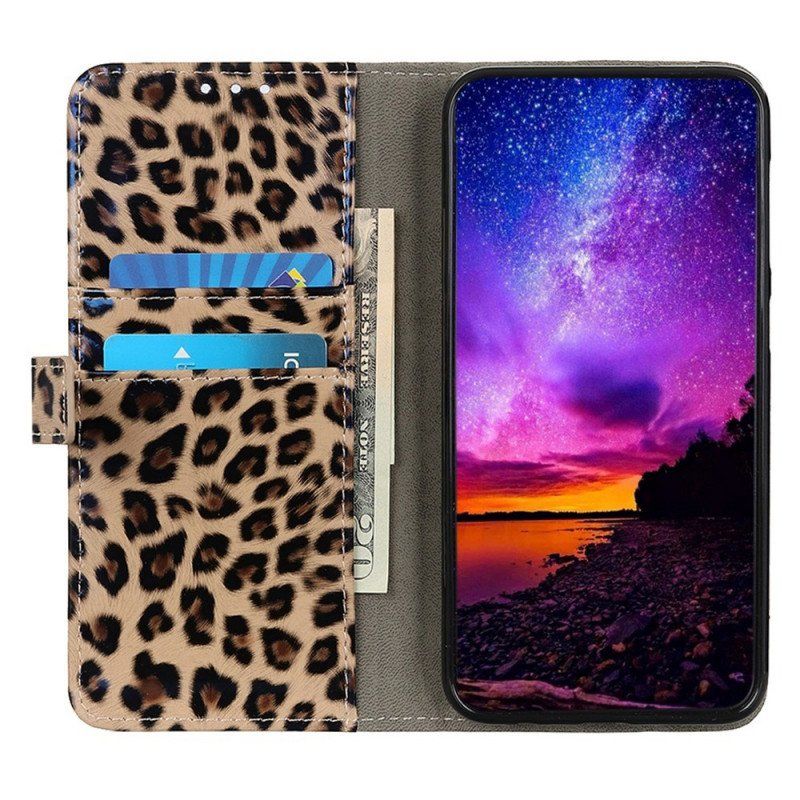 Etui Folio do Sony Xperia 1 IV Efekt Skóry Lamparta