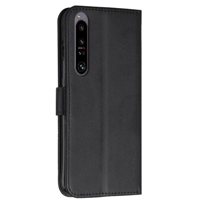 Etui Folio do Sony Xperia 1 IV Geometryczny Skórzany Styl Z Paskiem