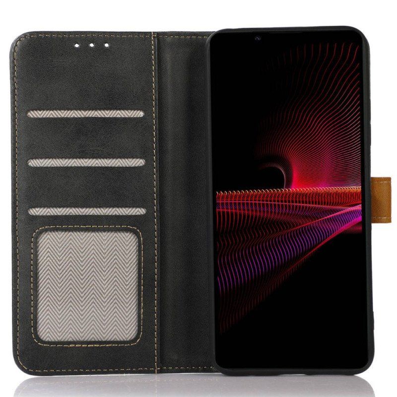 Etui Folio do Sony Xperia 1 IV Taśma Tapicerska