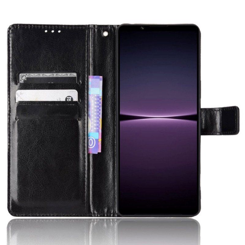 Etui Folio do Sony Xperia 1 IV z Łańcuch Błyszczący Pasek