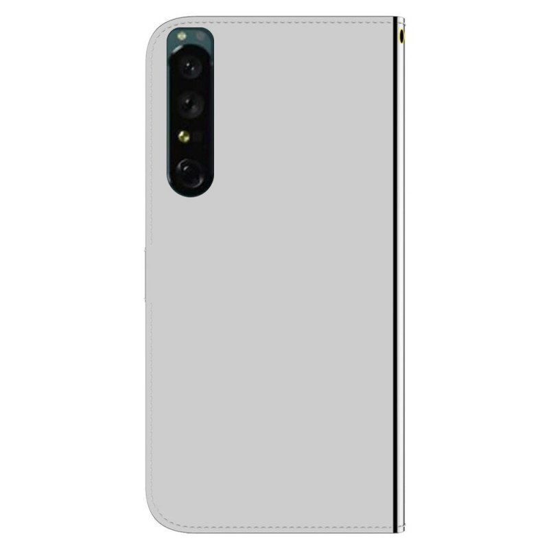 Etui Folio do Sony Xperia 1 IV z Łańcuch Lustrzany Pasek Ze Sztucznej Skóry