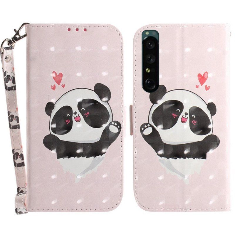 Etui Folio do Sony Xperia 1 IV z Łańcuch Mała Panda Z Paskiem