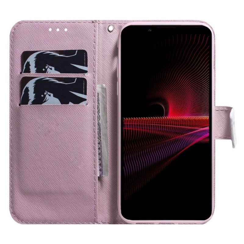 Etui Folio do Sony Xperia 1 IV z Łańcuch Pompka Z Paskami