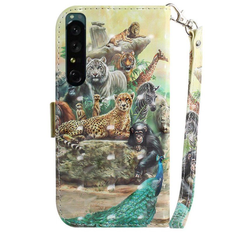 Etui Folio do Sony Xperia 1 IV z Łańcuch Stringi Safari