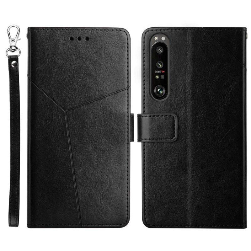 Etui Folio do Sony Xperia 1 IV z Łańcuch Wzór W Paski Y