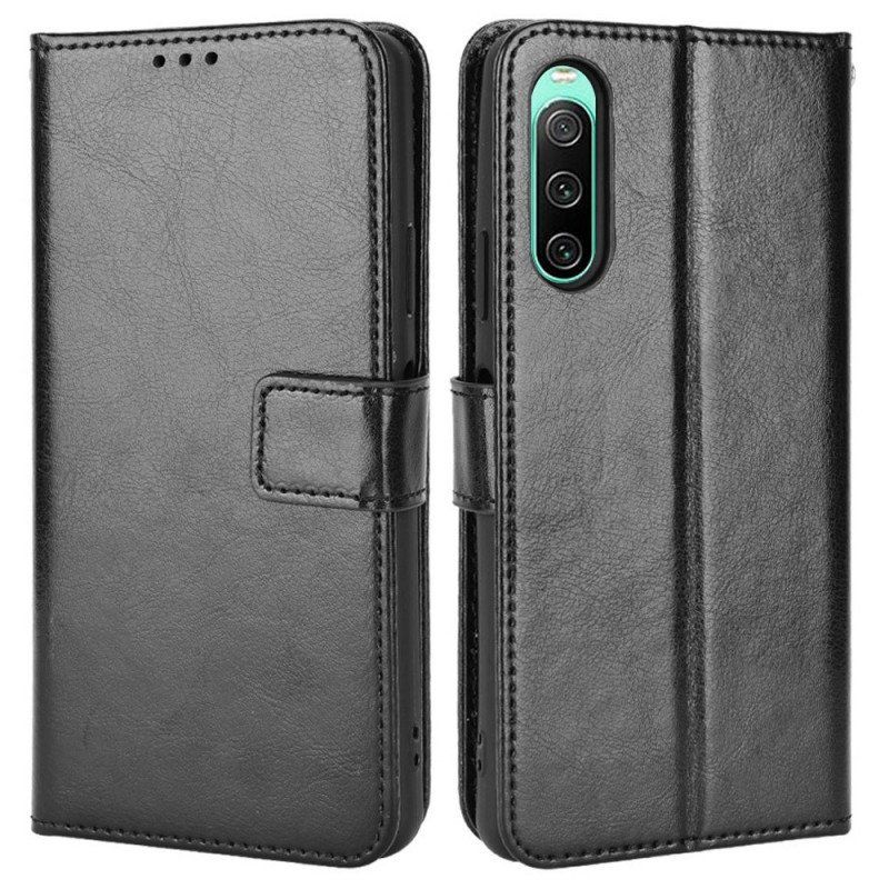 Etui Folio do Sony Xperia 10 IV Błyszcząca Sztuczna Skóra