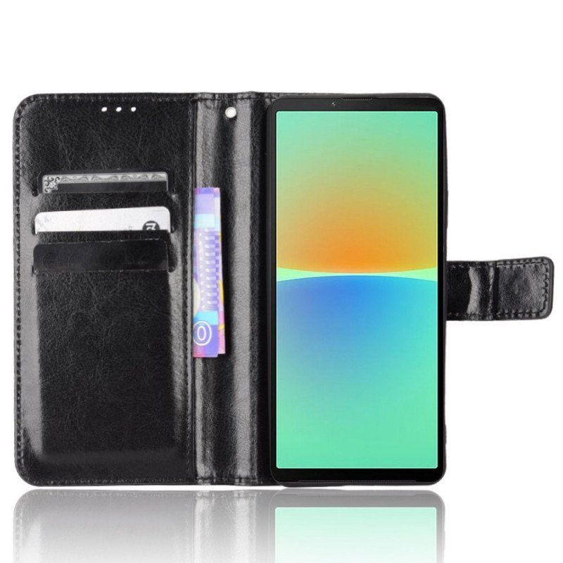 Etui Folio do Sony Xperia 10 IV Błyszcząca Sztuczna Skóra