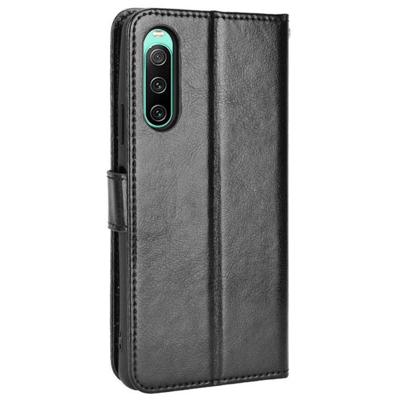 Etui Folio do Sony Xperia 10 IV Błyszcząca Sztuczna Skóra