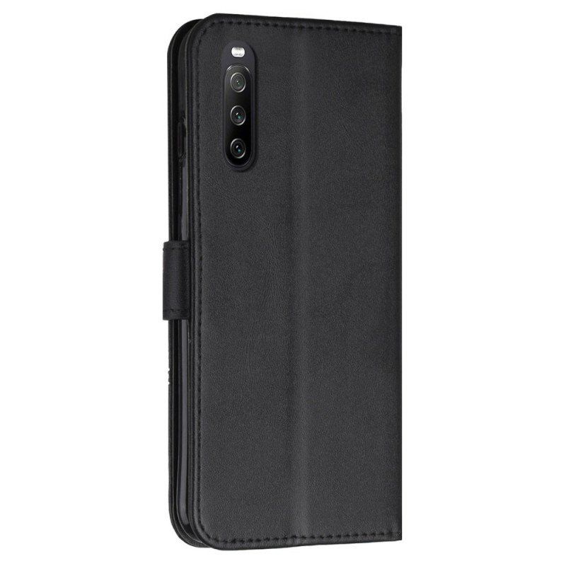 Etui Folio do Sony Xperia 10 IV Geometryczny Skórzany Styl Z Paskiem