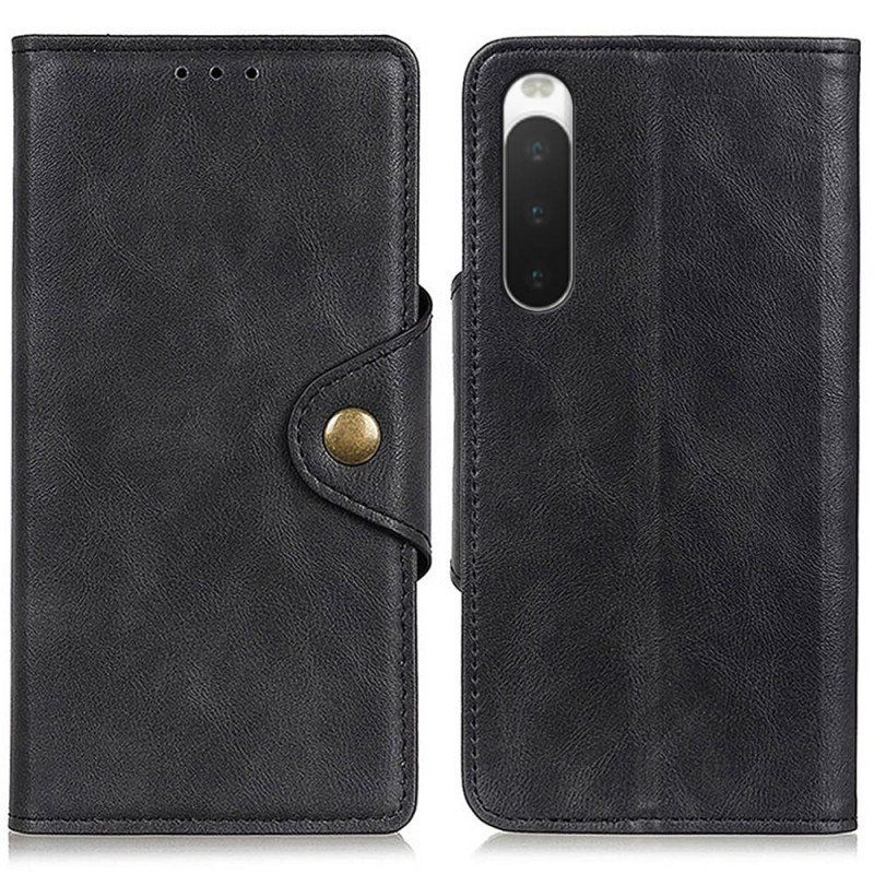 Etui Folio do Sony Xperia 10 IV Guzik Ze Sztucznej Skóry