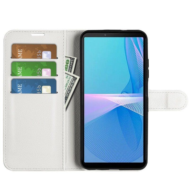 Etui Folio do Sony Xperia 10 IV Klasyczna Sztuczna Skóra Liczi