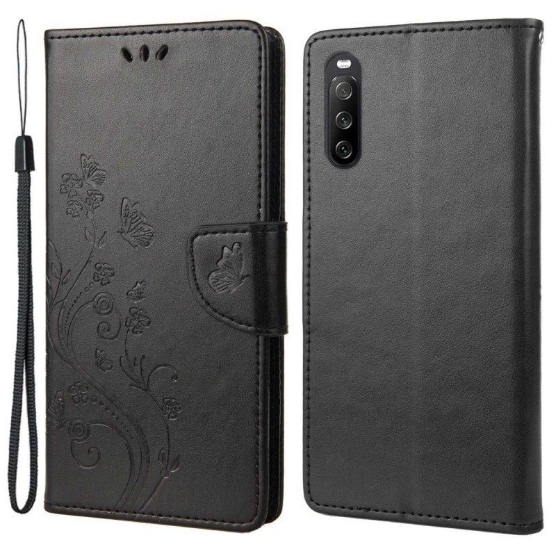 Etui Folio do Sony Xperia 10 IV Kwiaty I Motyle