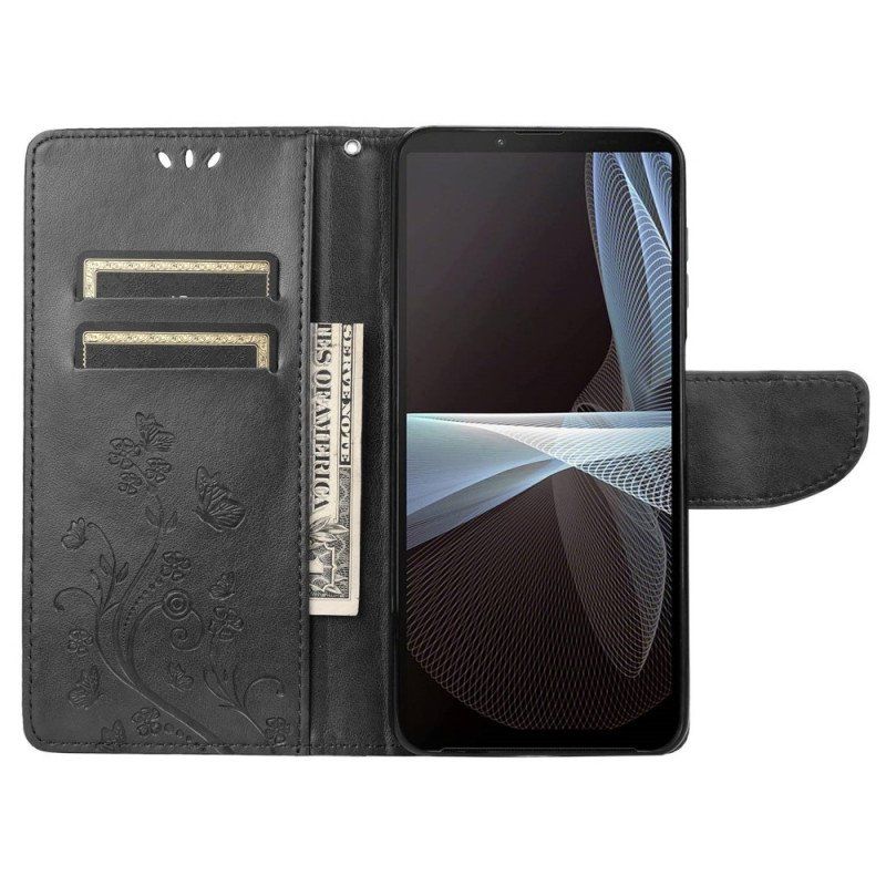 Etui Folio do Sony Xperia 10 IV Kwiaty I Motyle