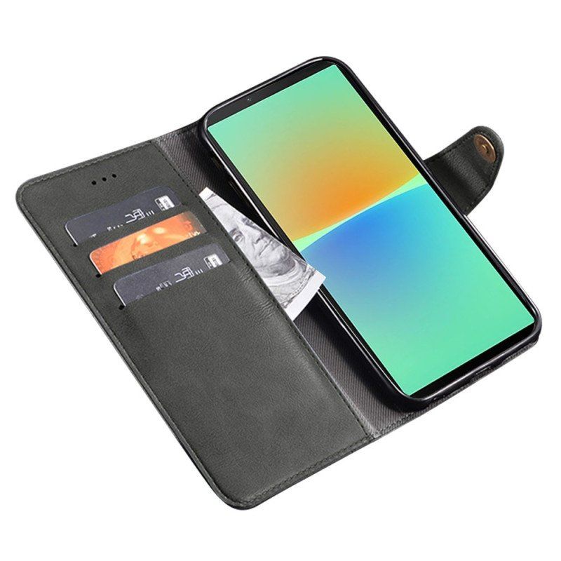 Etui Folio do Sony Xperia 10 IV Styl Skórzany Z Nitami Idewei