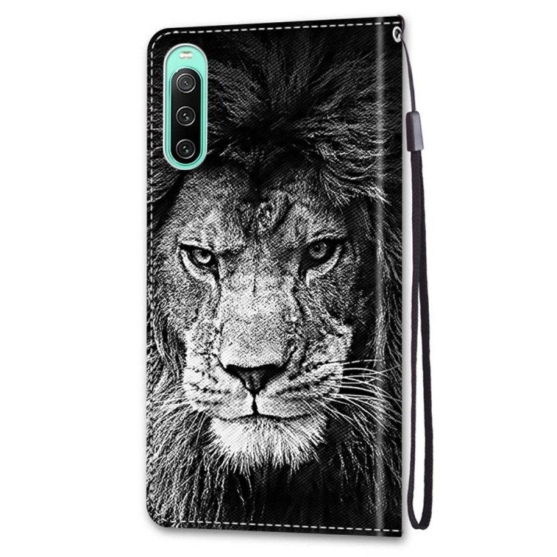 Etui Folio do Sony Xperia 10 IV z Łańcuch Smycz Lew