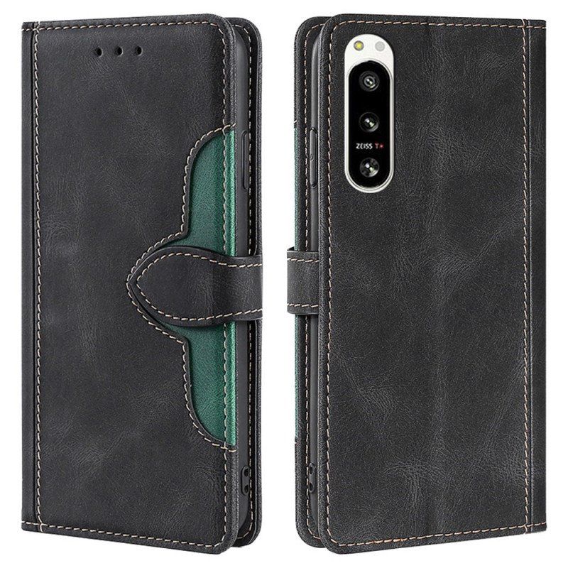 Etui Folio do Sony Xperia 5 IV Dwukolorowy Kwiatowy