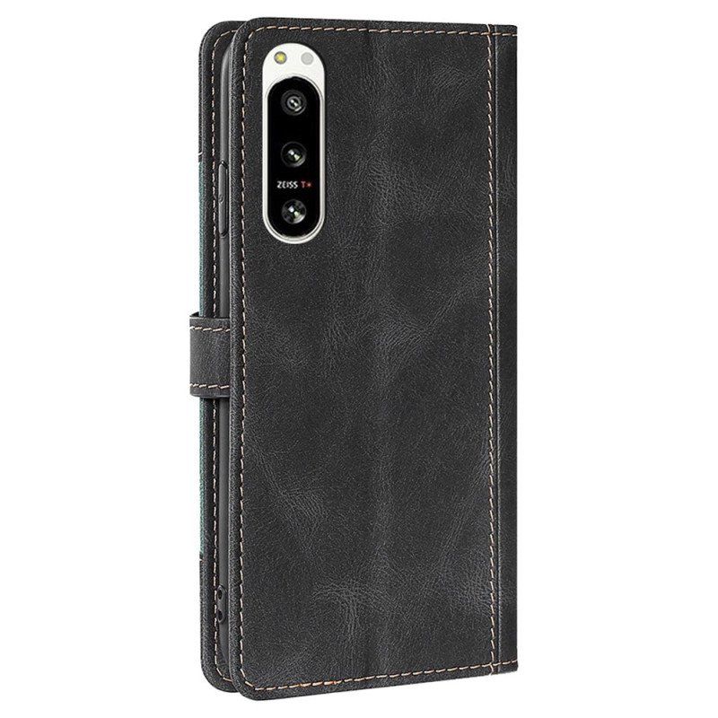 Etui Folio do Sony Xperia 5 IV Dwukolorowy Kwiatowy